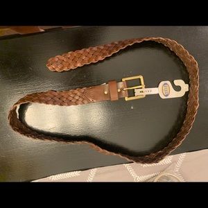Brown woven fossil belt
